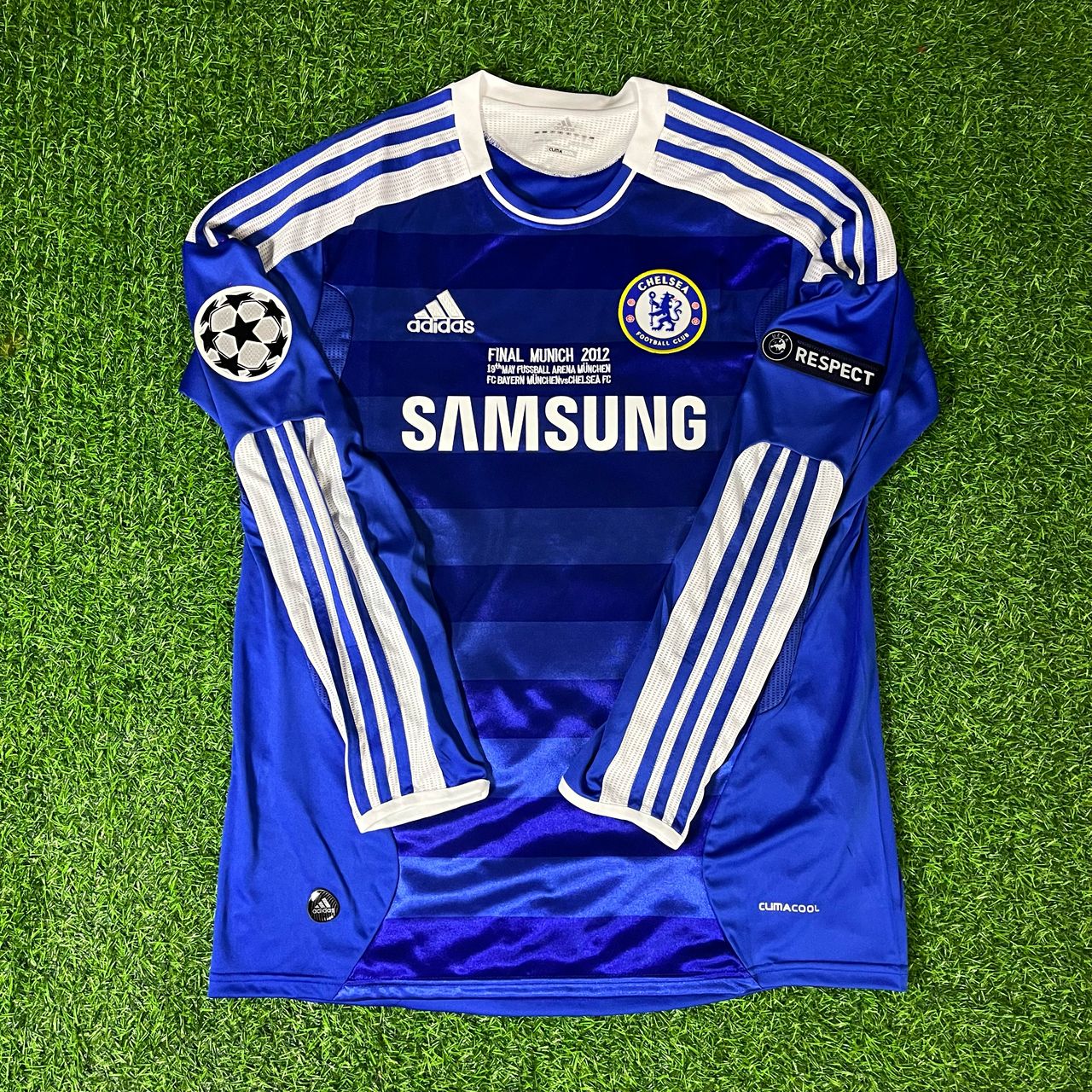 Frank Lampard Chelsea Champhions League 2012 Munich Final Retro Long Sleeve Jersey Soccer Shirt