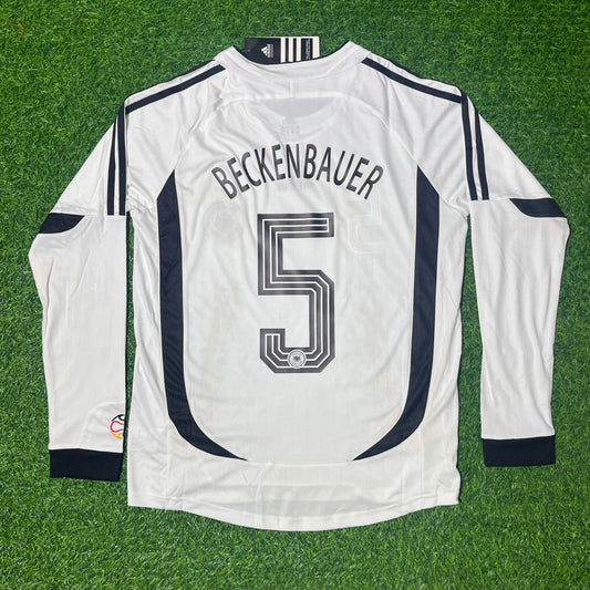 Franz Beckenbauer Deutschland Weltmeisterschaft Langarm Weiß Retro-Fußballtrikot