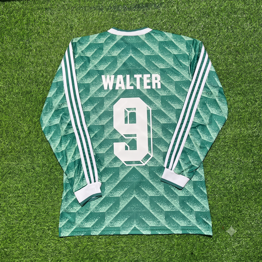 Deutschland 1990 Weltmeisterschaft grünes Langarm-Fußballtrikot – Fritz Walter