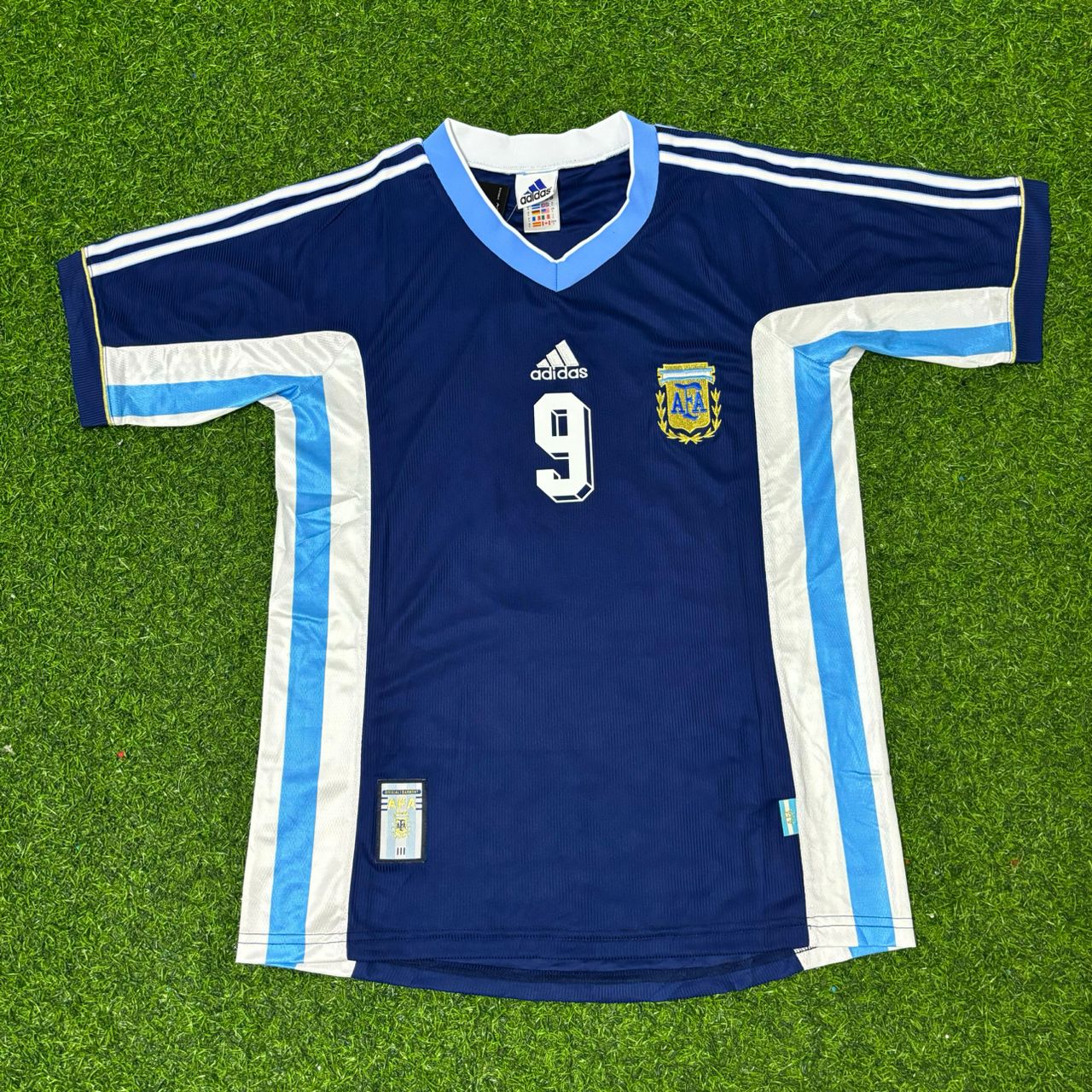 Gabriel Batistuta Argentina 1998 World Cup Blue Retro Football Jersey