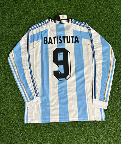 Argentina 1998 World Cup White Long Sleeve Retro Football Jersey – Gabriel Batistuta