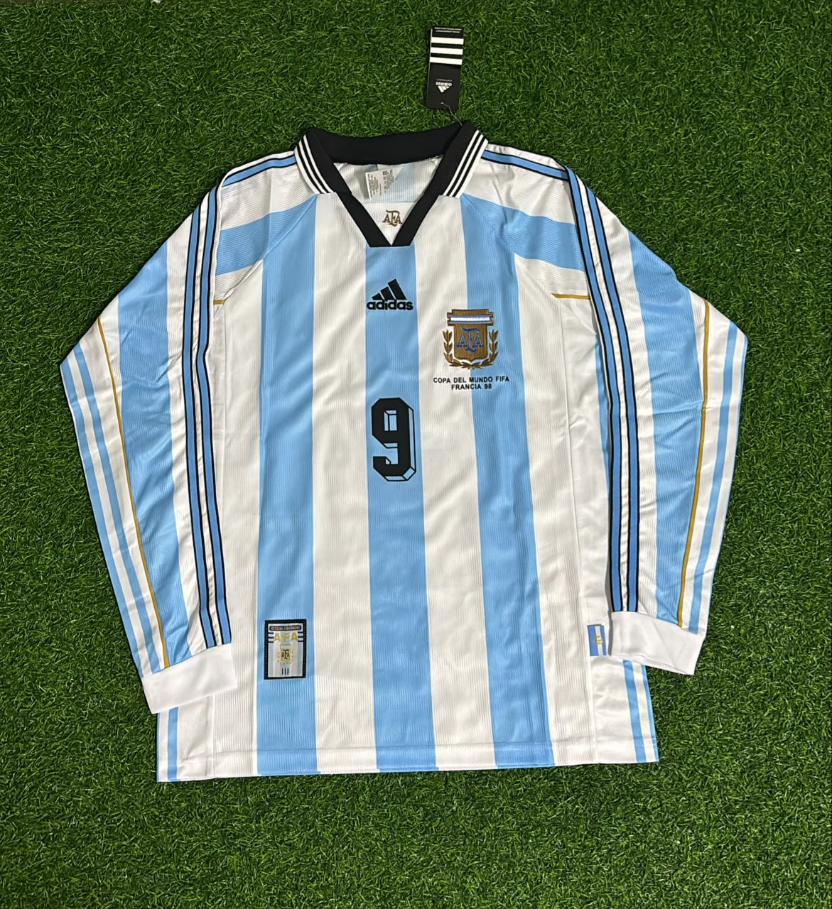 Argentina 1998 World Cup White Long Sleeve Retro Football Jersey – Gabriel Batistuta