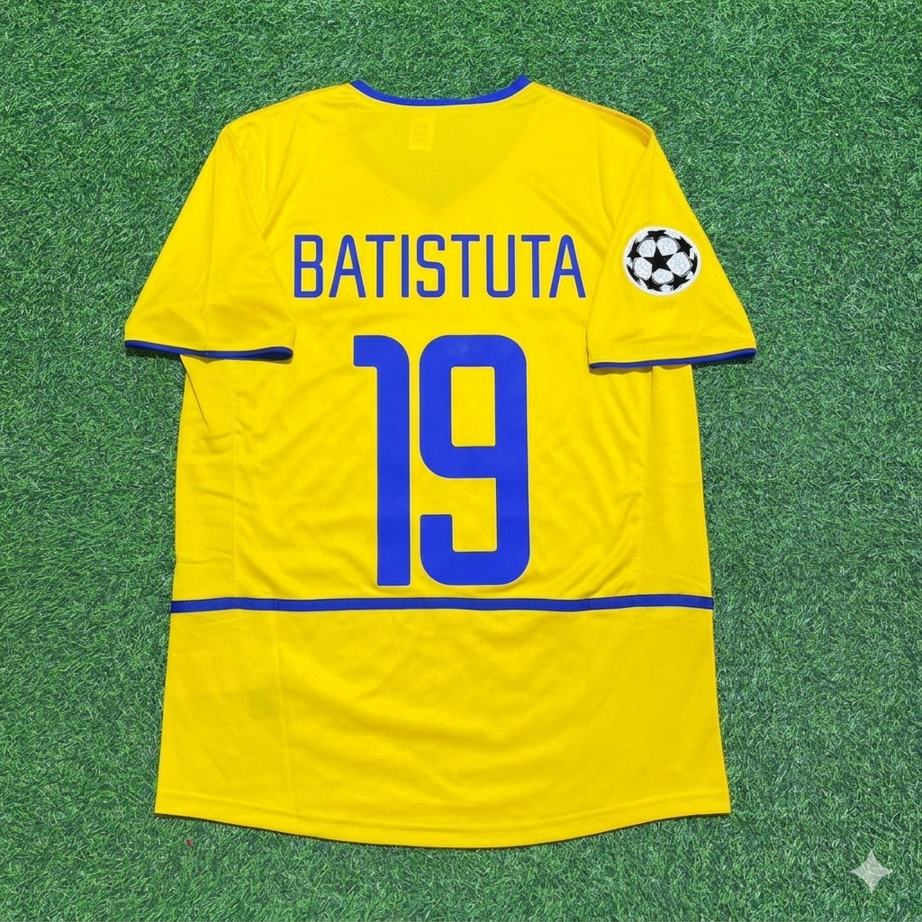Camiseta de fútbol retro amarilla del Inter de Milán 2002-2003 de Gabriel Batistuta