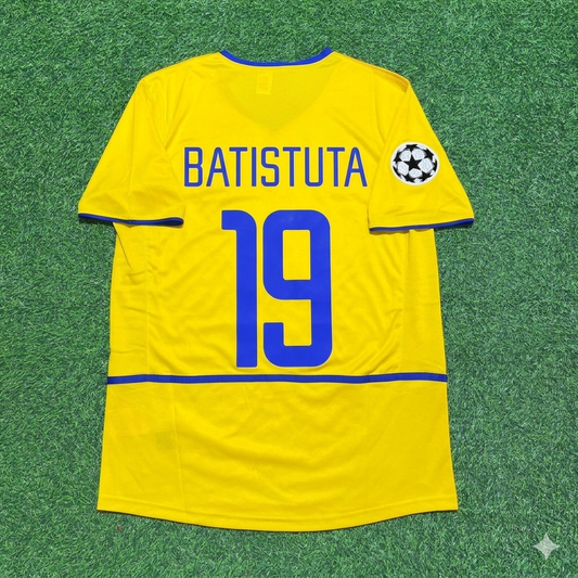 Gabriel Batistuta Inter Mailand 2002-2003 Gelbes Retro Fußballtrikot