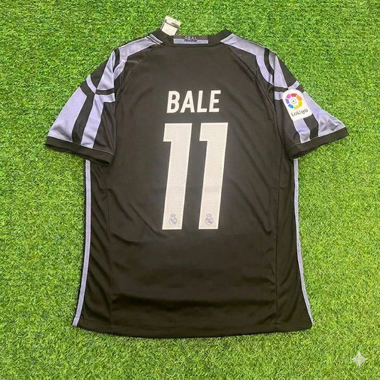 Gareth Bale 11- Real Madrid 2016 Schwarzes Retro Fußballtrikot