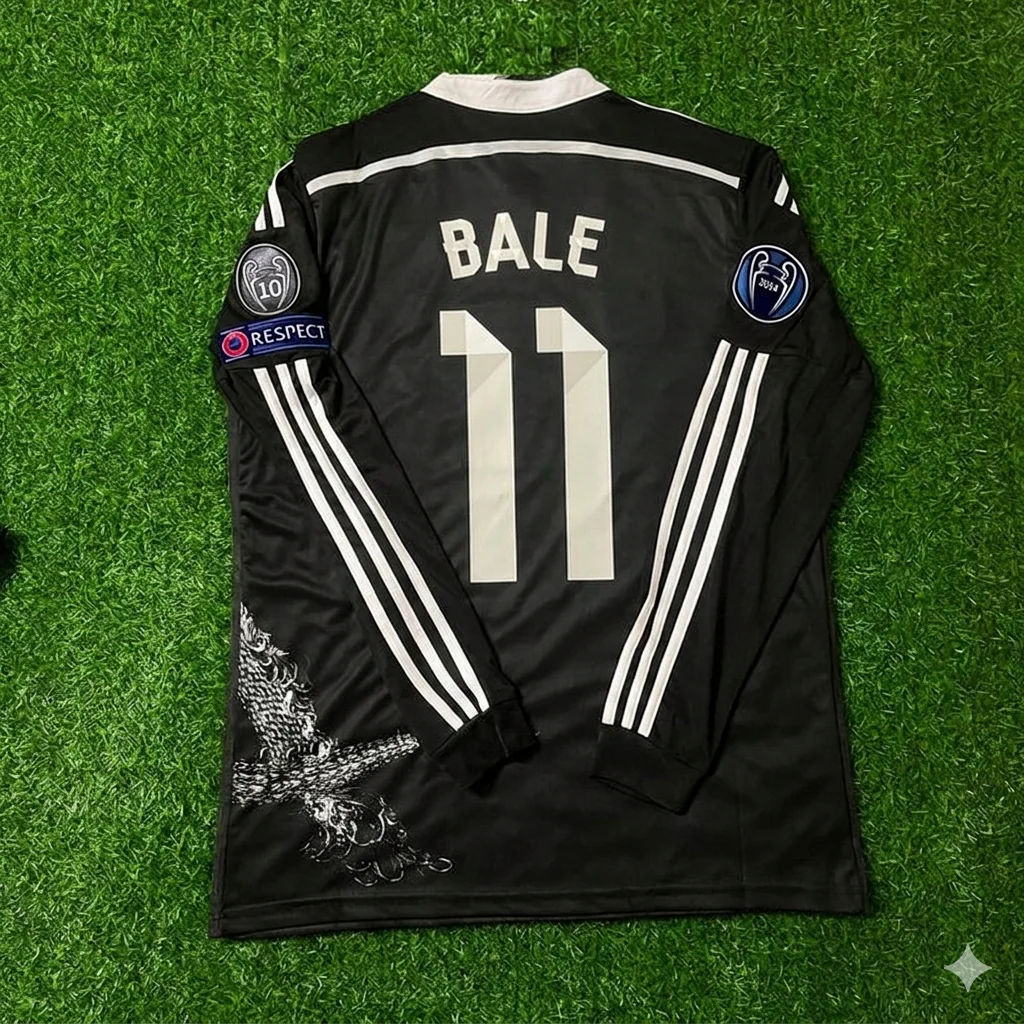 Gareth Bale 11- Real Madrid 2015 Dragon Black Retro Jersey Soccer Shirt Trikot