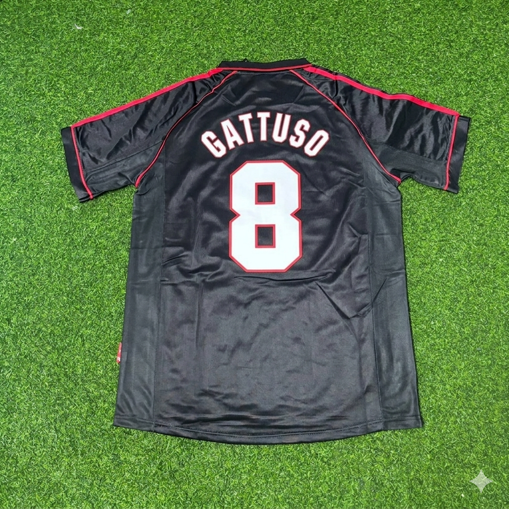 Gennaro Gattuso #8 AC Milan 1998-1999 Black Retro Football Jersey