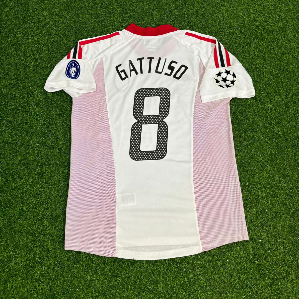 AC Milan 2003 Champions League Final Old Trafford White Retro Jersey – Gennaro Gattuso