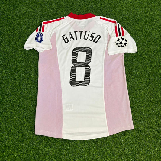AC Milan 2003 Champions League Final Old Trafford White Retro Jersey – Gennaro Gattuso