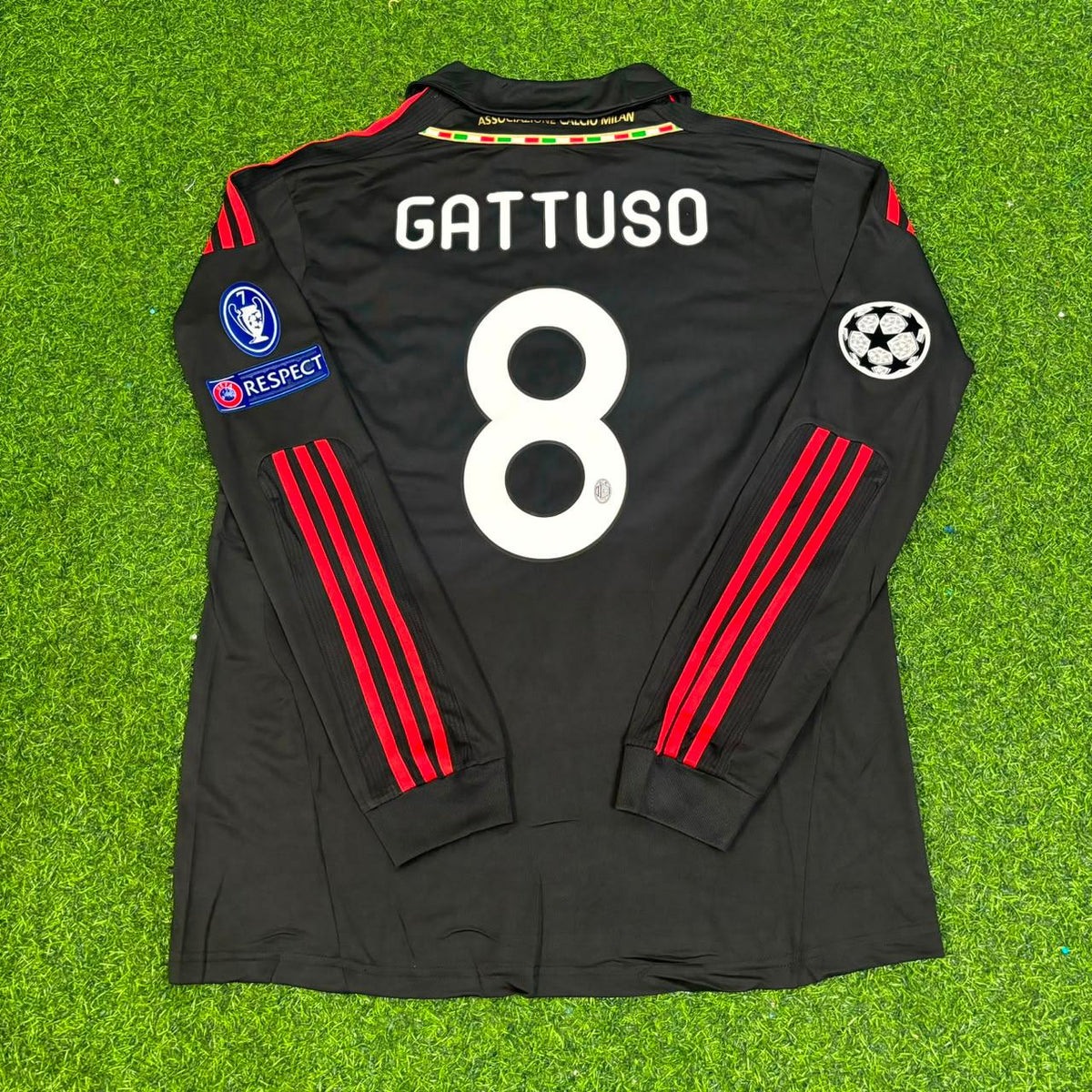 Gennaro Gattuso AC Milan 2011/12 Red & Black Retro Football Jersey Kit