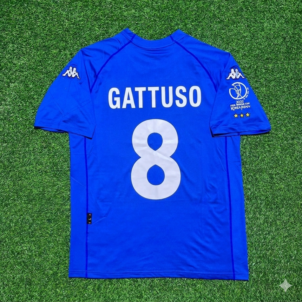 Gennaro Gattuso #8 Italien 2002 Weltmeisterschaft Heim Retro Trikot