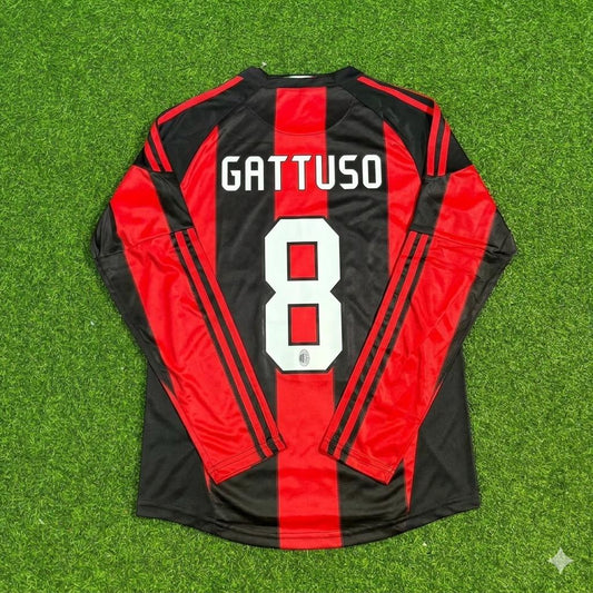 AC Milan 2010/11 Home Long Sleeve Retro Football Jersey – Gennaro Gattuso