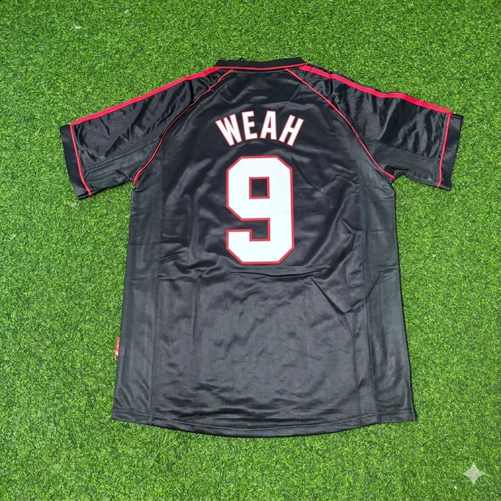 George Weah #9 AC Milan 1998-1999 Black Retro Football Jersey