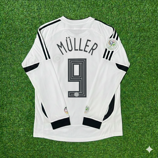 Gerd Müller Deutschland WM Langarm Weiß Retro Fußballtrikot
