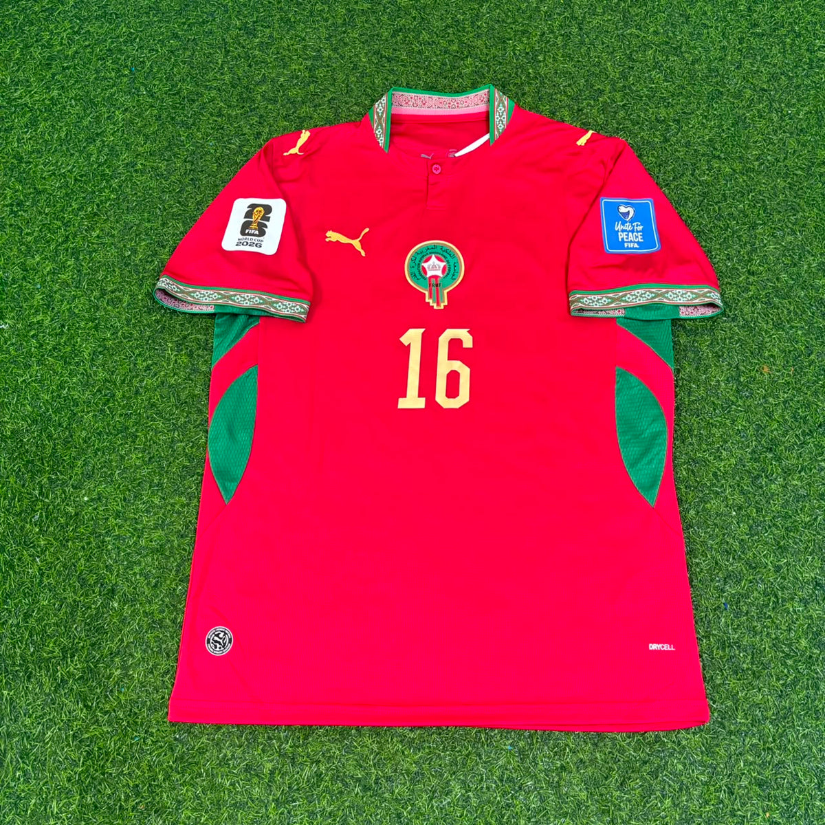 Maillot de football domicile rouge Gessime Yassine Maroc Coupe du Monde 2026