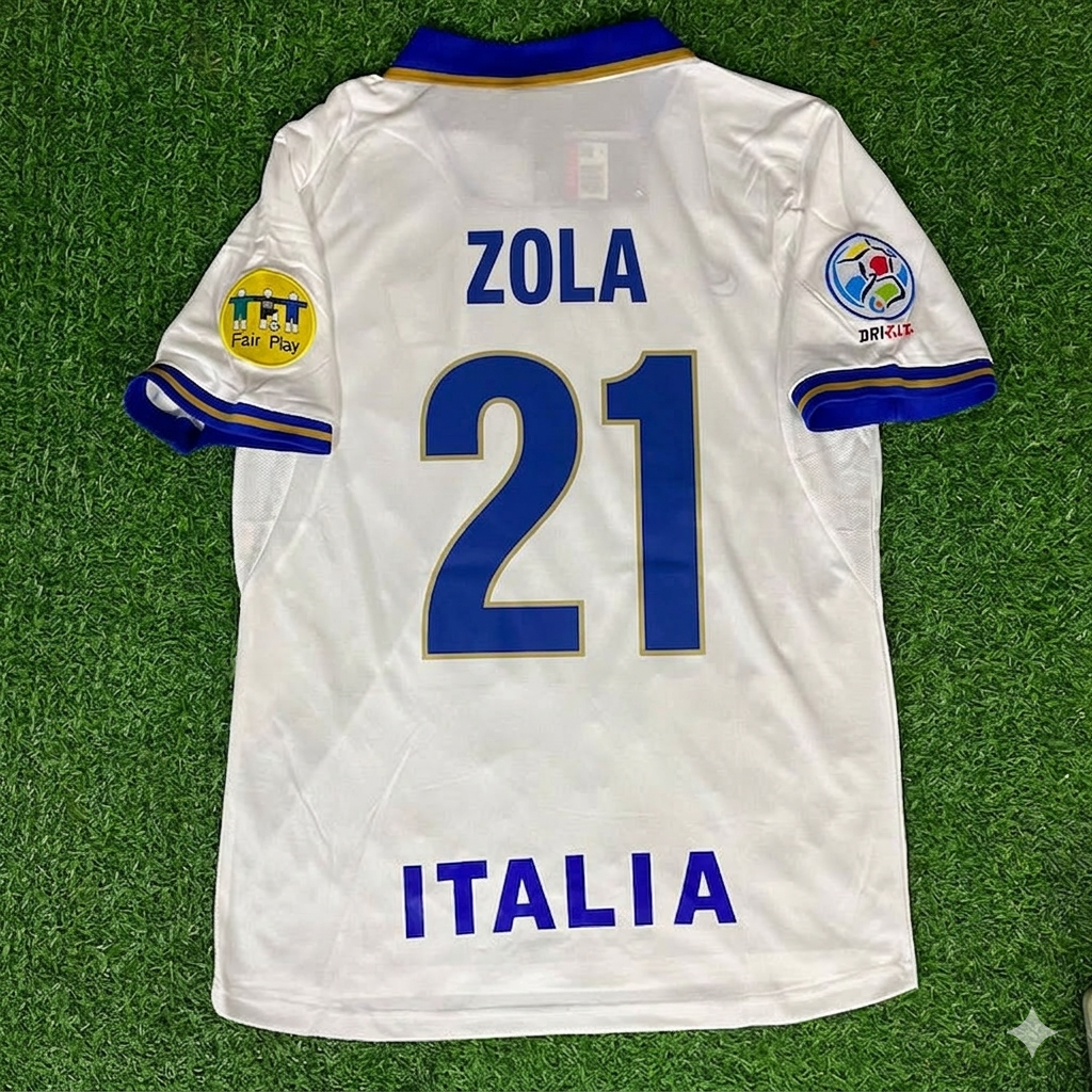 Gianfranco Zola # 21 Italien EURO 1996 Weißes Retro-Trikot