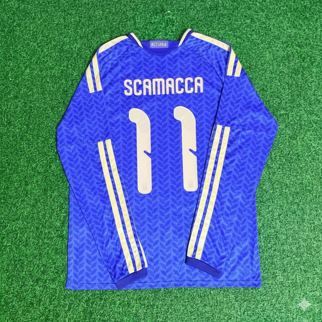 Gianluca Scamacca 11 – Italien WM 2026 Langarm-Fußballtrikot