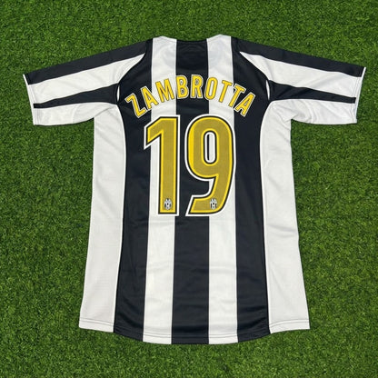 Gianluca Zambrotta #19 Juventus 2004-2005 Black White Home Retro Football Jersey