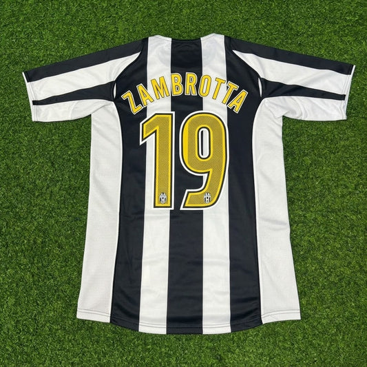 Gianluca Zambrotta #19 Juventus 2004-2005 Schwarz-Weiß Heim Retro Fußballtrikot