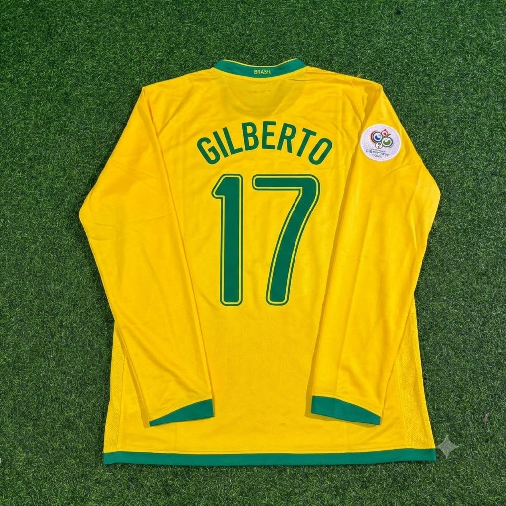 Gilberto Silva #17 Brasilien 2006 Weltmeisterschaft Langarm-Fußballtrikot