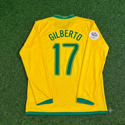 Gilberto Silva #17 Brasilien 2006 Weltmeisterschaft Langarm-Fußballtrikot