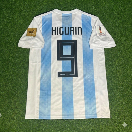Gonzalo Higuaín #9 Argentina 2018 World Cup Home Retro Jersey