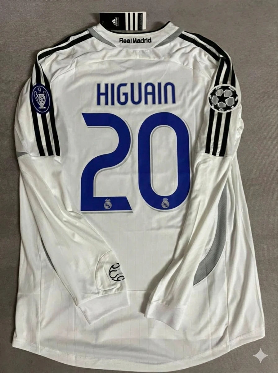 Gonzalo Higuaín 20- Real Madrid 2006-2007 White Black Jersey Soccer Shirt