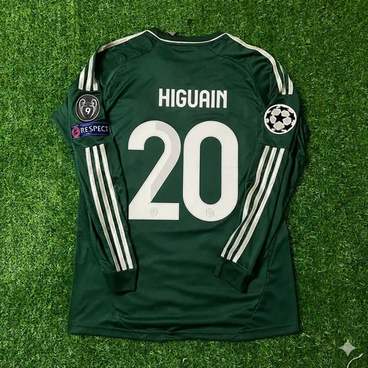 Gonzalo Higuain 20- Real Madrid 2012-2013 Champions League Green Long Sleeve Jersey Soccer Shirt