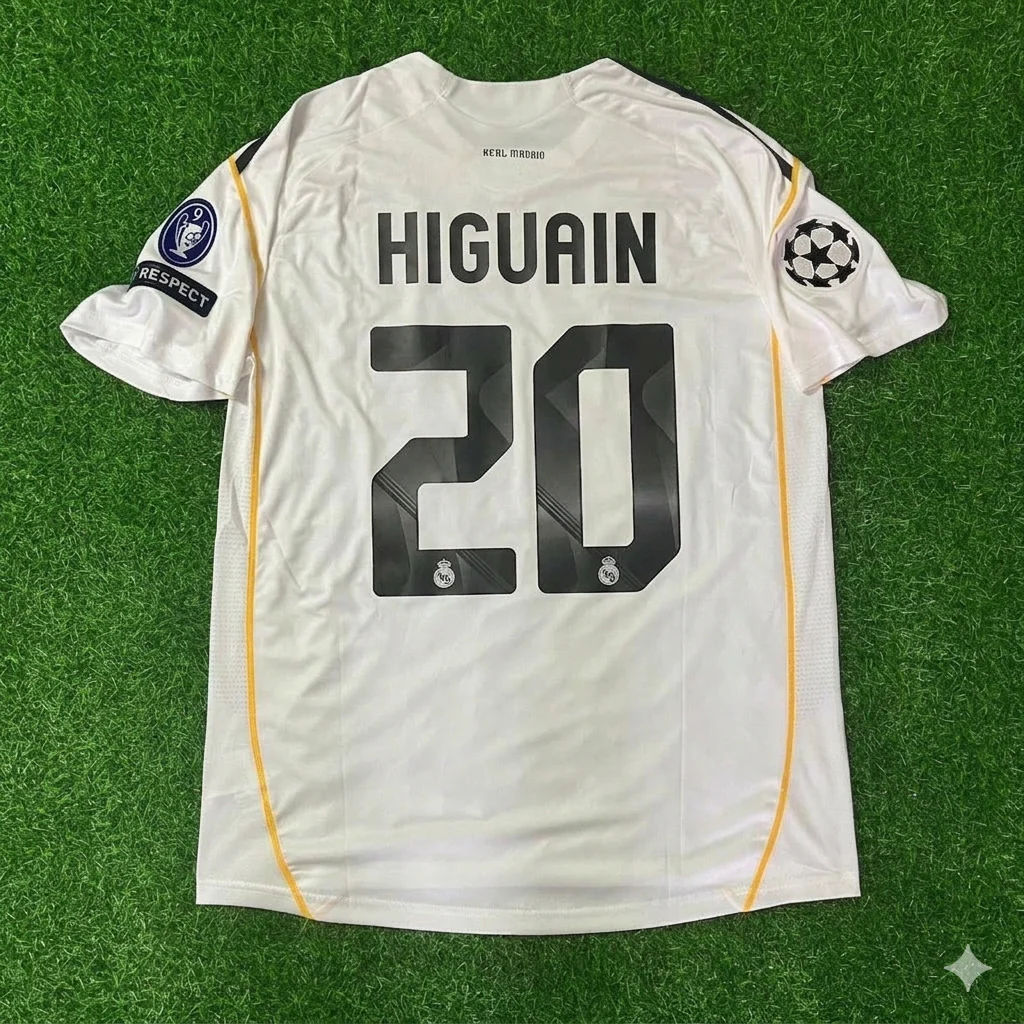Gonzalo Higuain Real Madrid 2009 2010 Retro Jersey Soccer Shirt Trikot