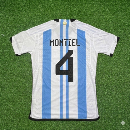 Gonzalo Montiel 4- Argentina 2022 Qatar World Cup Champion Home Jersey Maillot Trikot Maglia Soccer Shirt