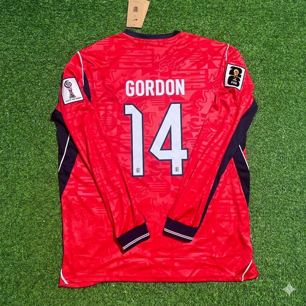Anthony Gordon England 2026 World Cup Away Red Long Sleeve Football Jersey