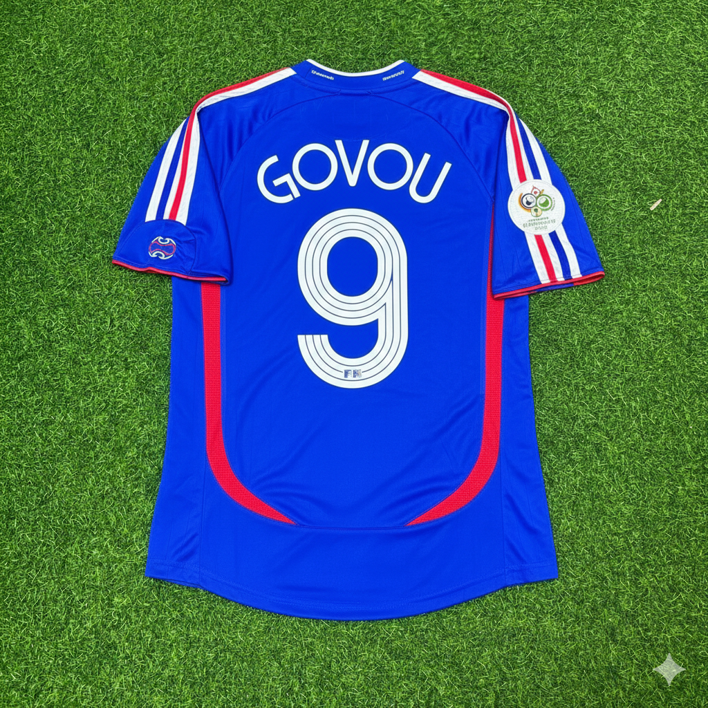 Sidney Govou France 2006 World Cup Blue Retro Kit – | Trikot | Maillot Soccer Shirt