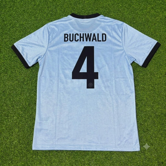 Guido Buchwald Germany 125th Year Special Clear Blue Retro Football Jersey