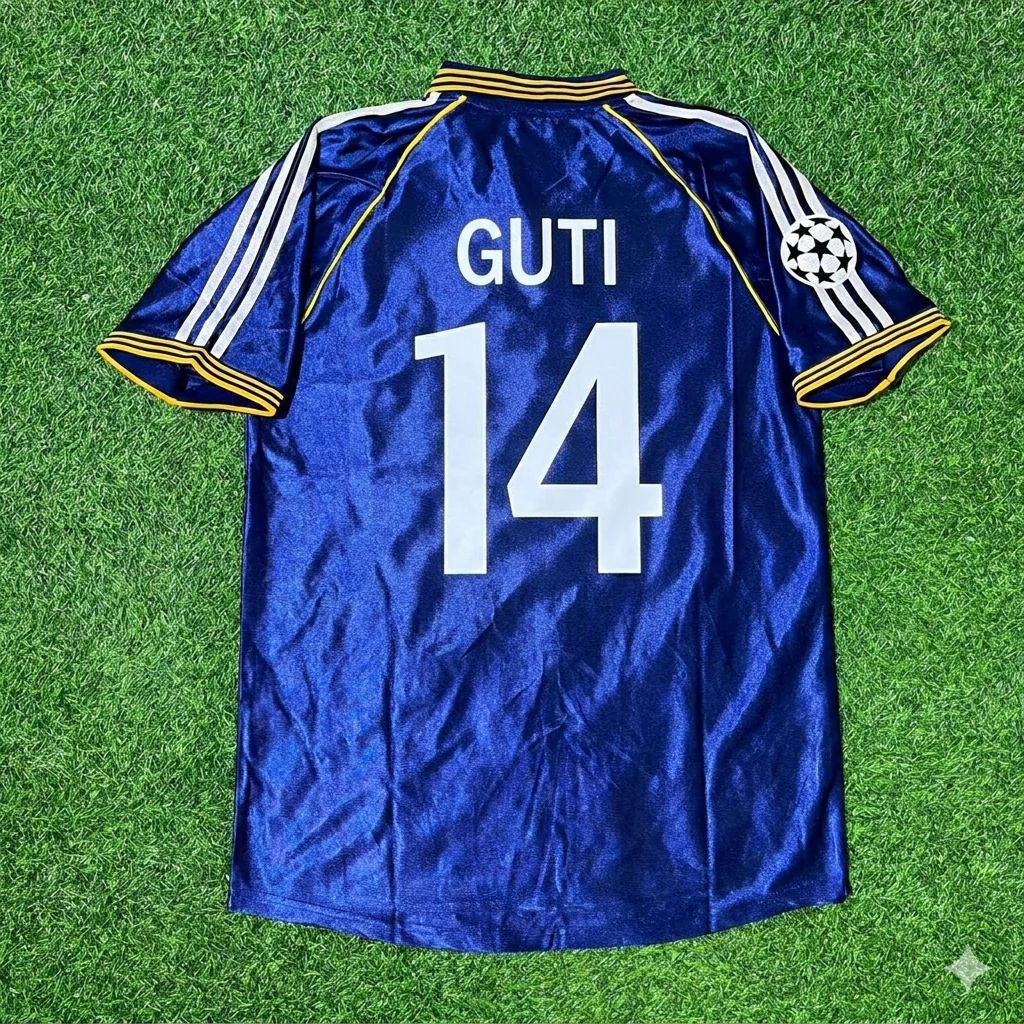 Guti Hernández 14-  Real Madrid 1998-1999 Blue Retro Jersey Soccer Shirt