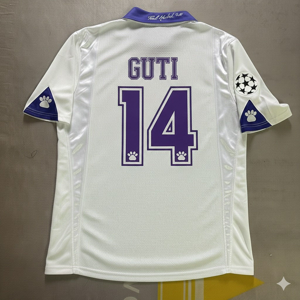Guti Hernandez 14- Real Madrid 1998-1999 Season Retro Vintage Jersey Soccer Shirt