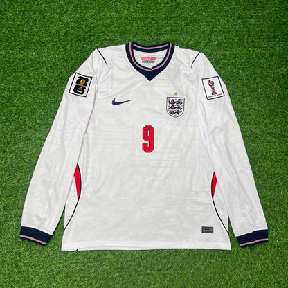 Harry Kane #9 England 2026 World Cup Home White Long Sleeve Jersey
