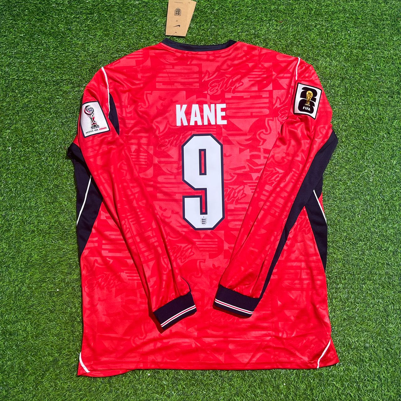 Harry Kane England 2026 WM Auswärtstrikot Rot Langarm