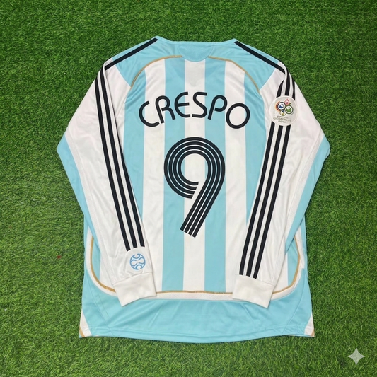 Camiseta de fútbol retro de manga larga de Argentina para el Mundial 2006 – Hernán Crespo 9