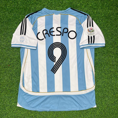 Hernan Crespo Argentina 2006 World Cup Retro Soccer Jersey Maillot Trikot Maglia