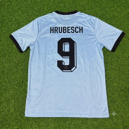 Horst Hrubesch Germany 125th Year Special Clear Blue Retro Football Jersey