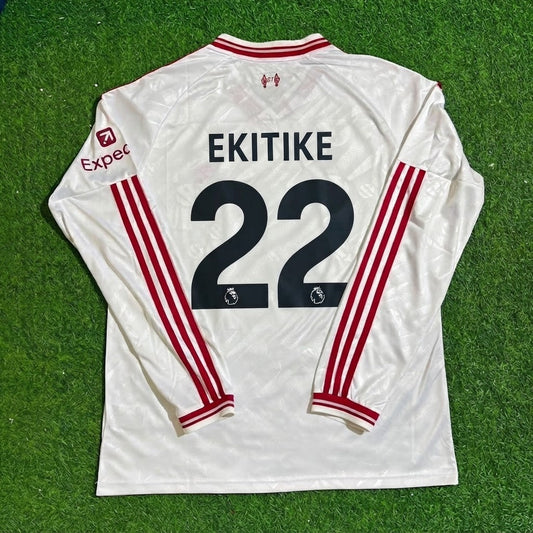 Maillot de Foot Extérieur Blanc Manches Longues Hugo Ekitike #22 Liverpool 2027 Nouvelle Saison