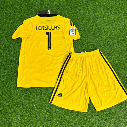 Iker Casillas Real 2011/2012 Yellow Goalkeeper Kids Retro Football Jersey