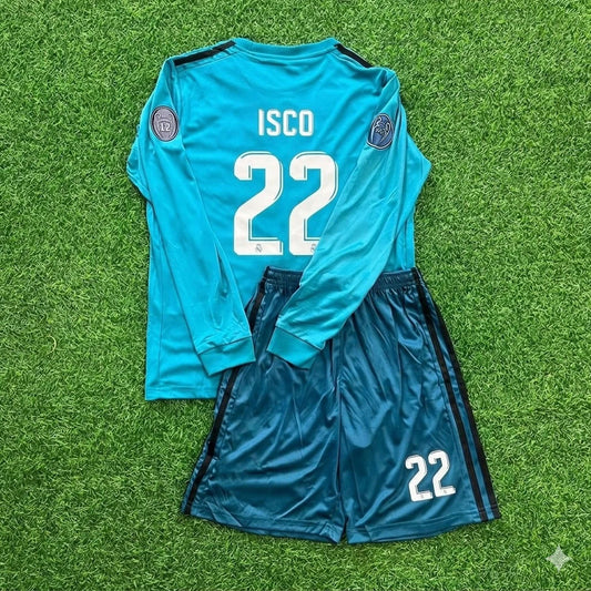 Isco 22- Real Madrid 2017 /2018 Long Sleeve Kids Kit Jersey Soccer Shirt KinderTrikot