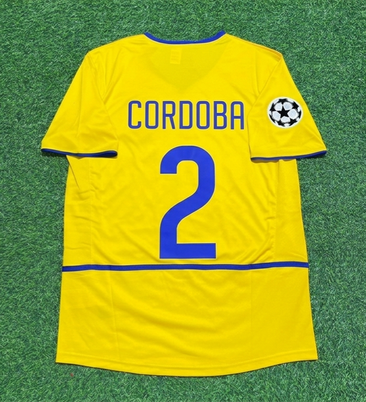 Ivan Cordoba Inter Mailand 2002-2003 Gelbes Retro-Fußballtrikot