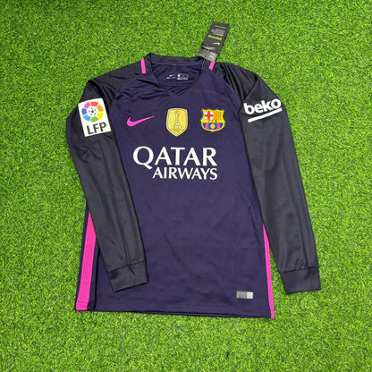 Maillot rétro rose à manches longues du FC Barcelone 14/15, imprimé Ivan Rakitić