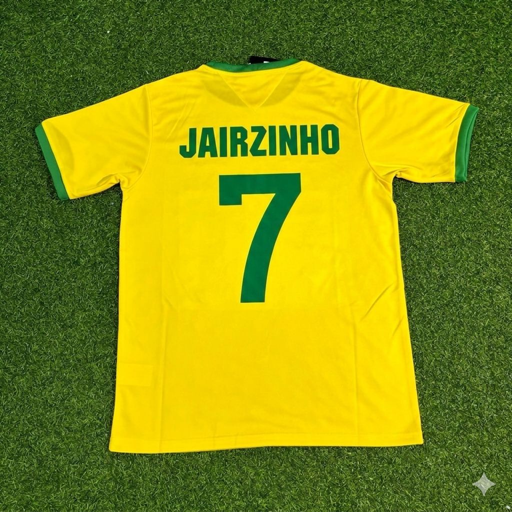 Jairzinho Brazil 1970 World Cup Retro Home Football Jersey