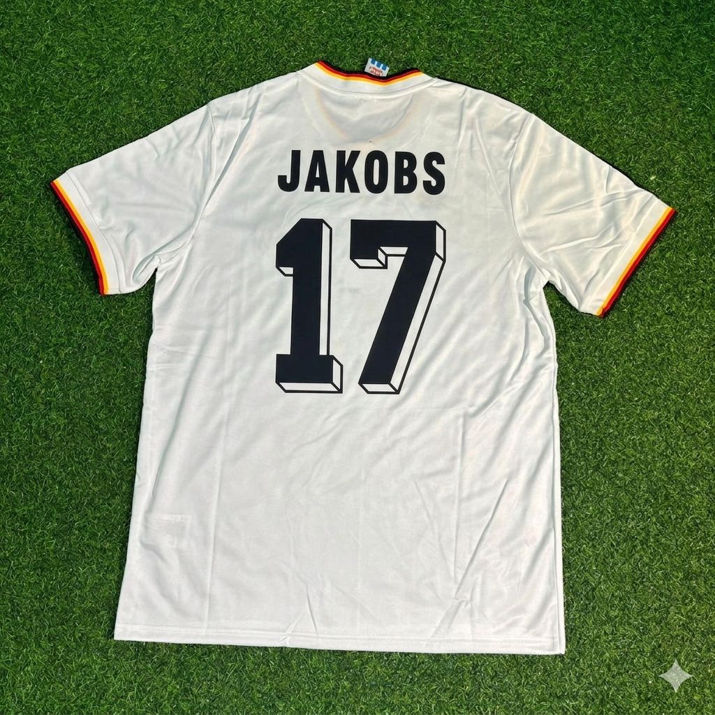 Ditmar Jakobs #17 Deutschland 1986 Weltmeisterschaft Retro Trikot Wein