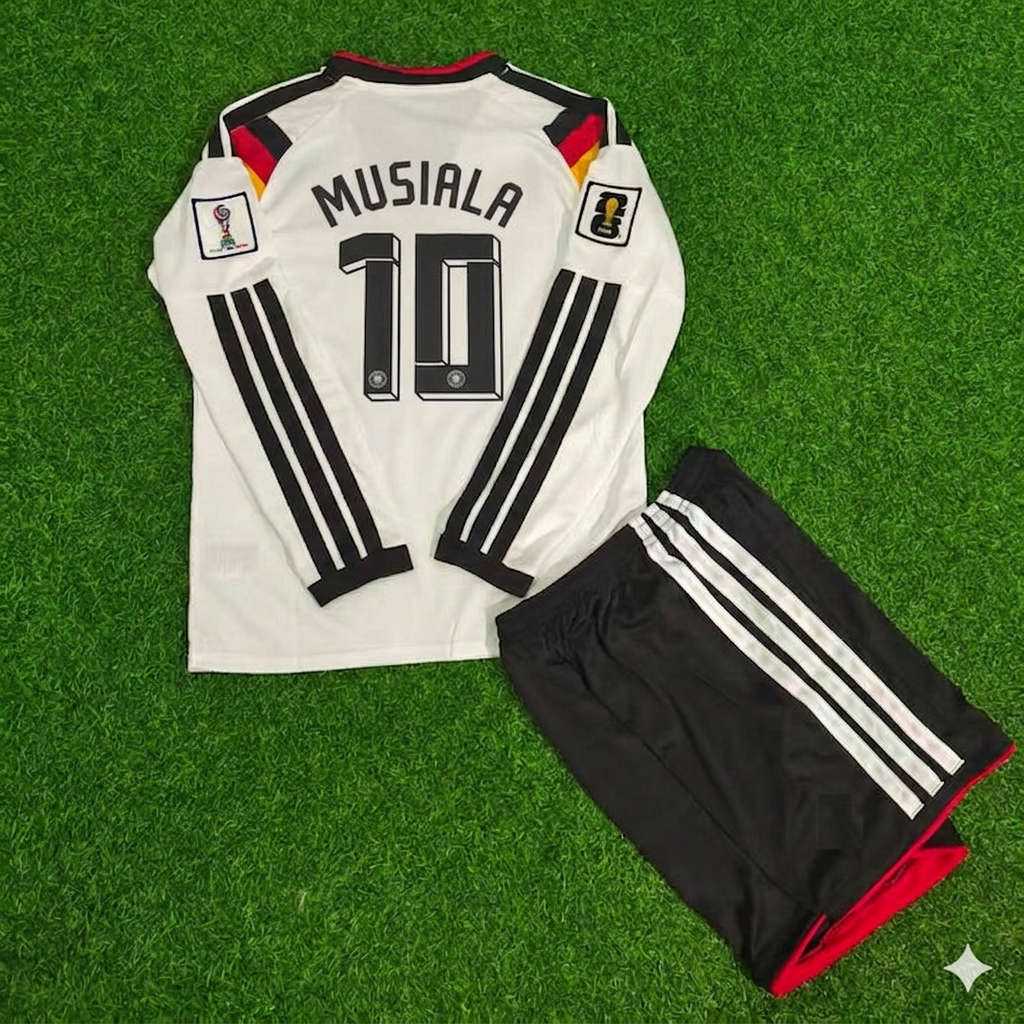 Jamal Musiala 10- Germany 2026 World Cup Kids Long Sleeve Home Football Jersey Kit