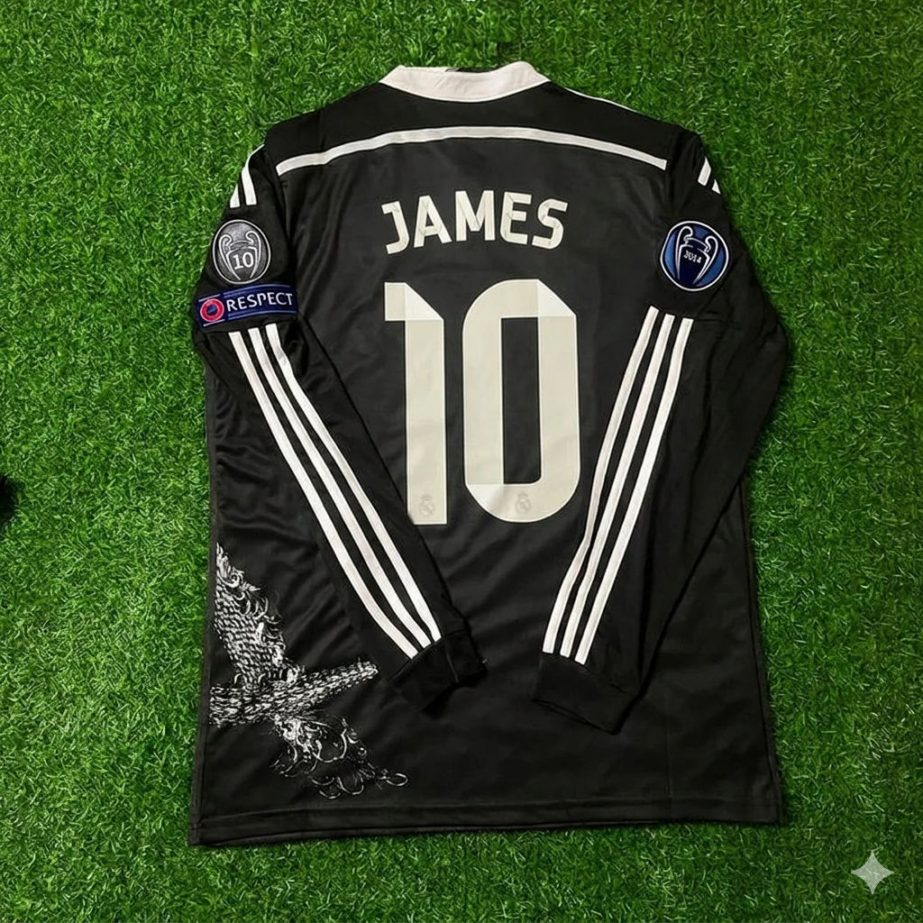 James Rodríguez 10- Real Madrid 2015 Dragon Black Retro Jersey Soccer Shirt Trikot