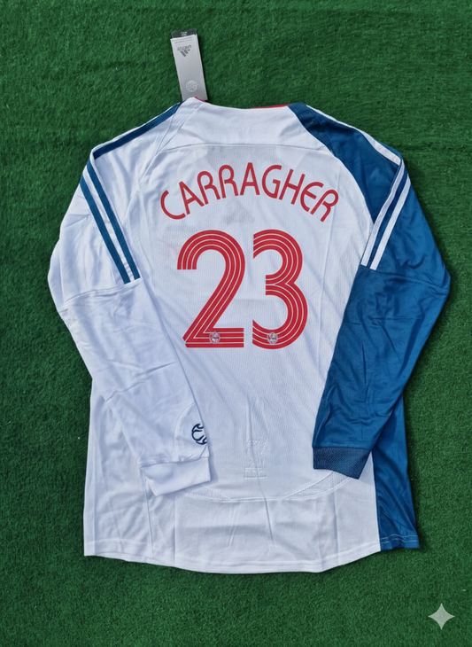 Liverpool 2007 White Blue Long Sleeve Retro Jersey – Jamie Carragher